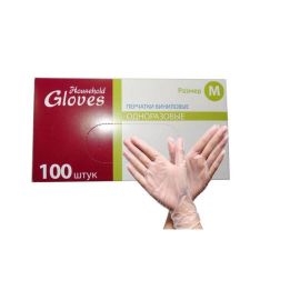Перчатки винил неопудренные М Gloves 100 шт/упк, 603-513