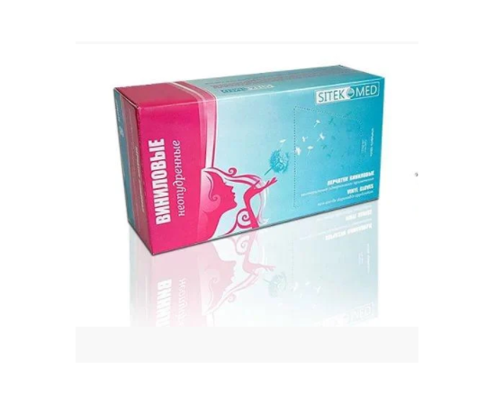 Перчатки виниловые неопудренные S SITEKMED 100 шт.2