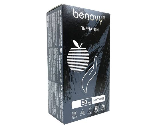 Перчатки нитрил. S Benovy, черные, 100 шт/упак.3